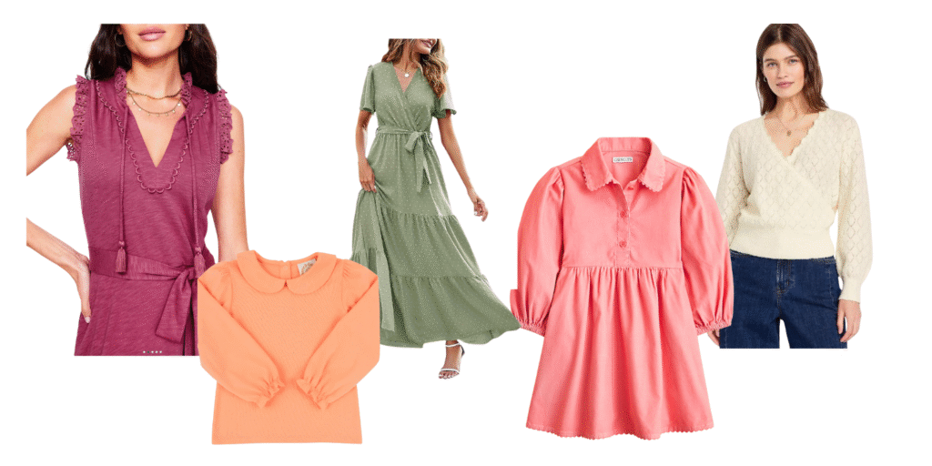 Example of solid colored clothing for girls and mom