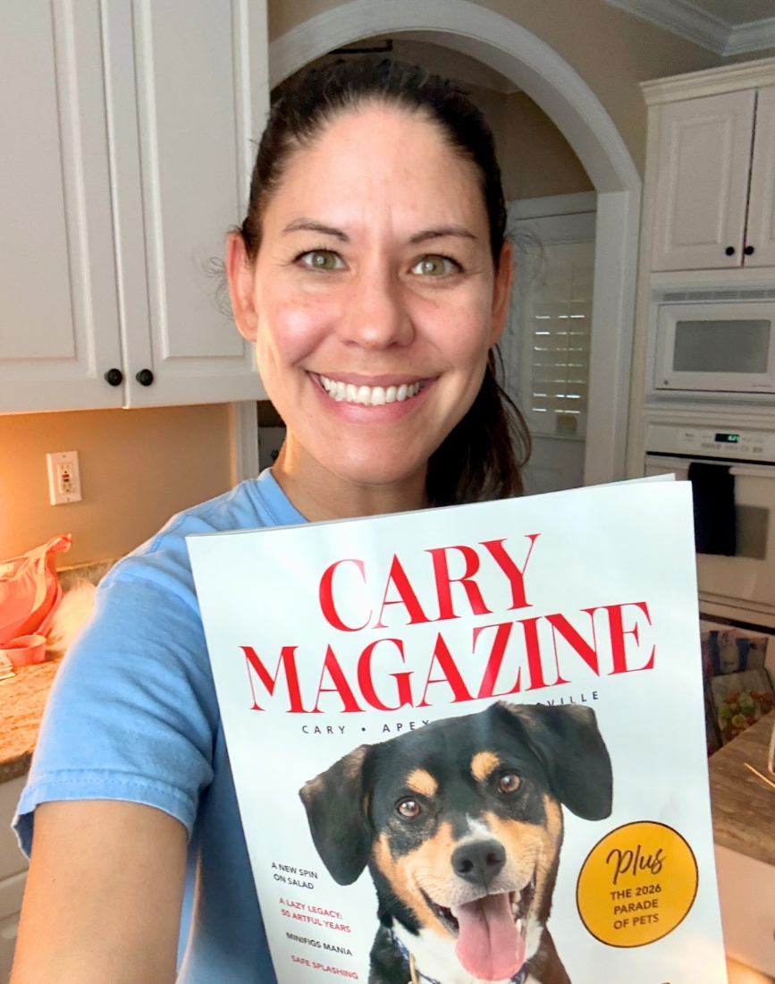 Tara-Lynn-Cary-Magazine Tara Lynn holding a copy of the Cary Magazine issue she photographed